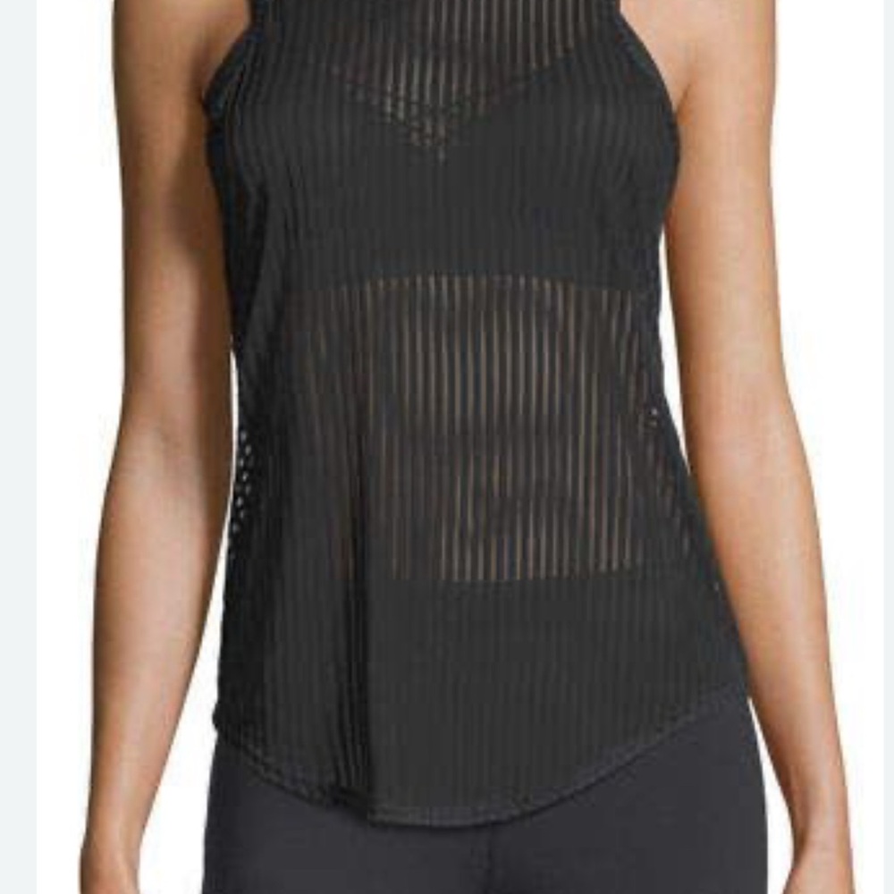 ALO Yoga Essence Semi-sheer Black Ribbed Athletic Tank Top